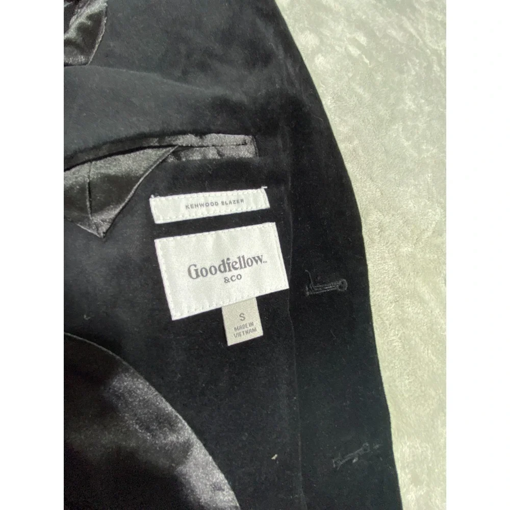 Goodfellow & Co Kenwood Blazer Mens Small Black Cotton Velvet Notch Lapel Formal